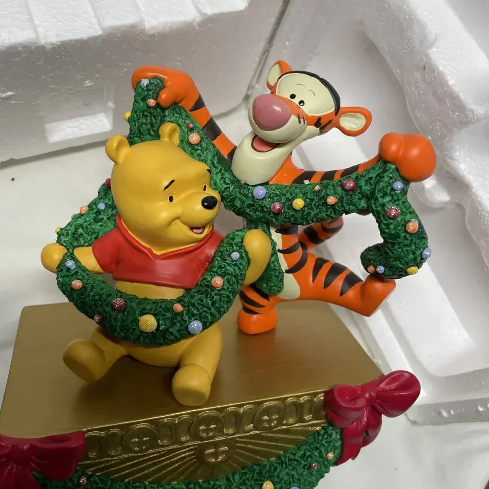 Disney Store Winnie Pooh & Tigger Christmas Stocking Holder Hanger Vtg w/Box